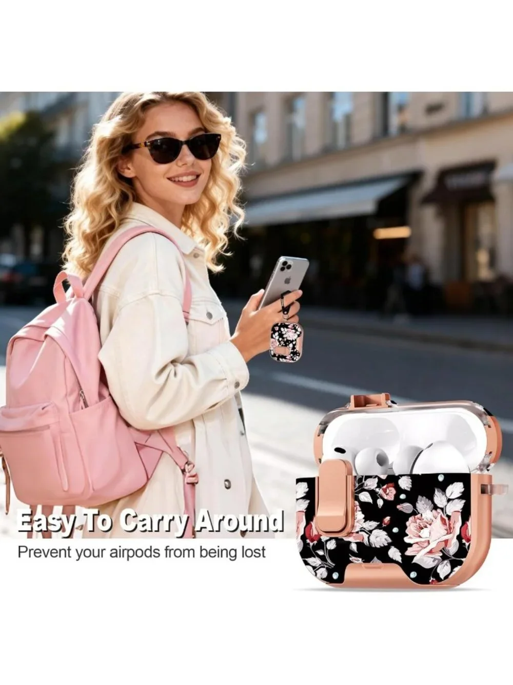 Floral Protective Case for AirPods Pro 3 with Clip, Stand & Cleaning Kit - Girly